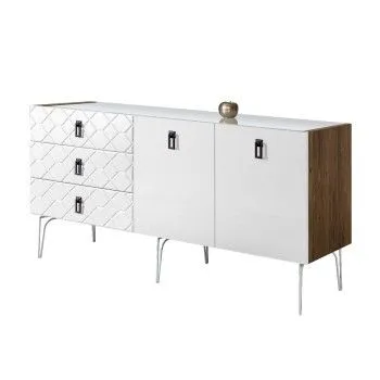 Комод 1.6м Bogemia Woodline Fa (Белый) (Lakobel/Черный) БМКМ-4