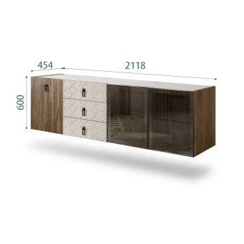 Комод 2.1м Bogemia Woodline Fly Wood Fa (Шелк) (Novabuk/Черный) БМКМ-5[5][10]