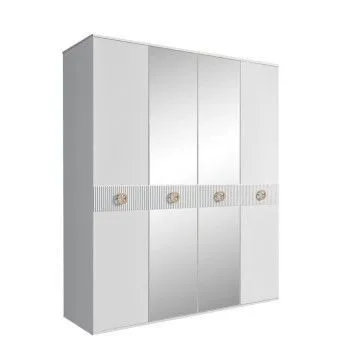 Шкаф 4-х дв. с зеркалами Bogemia Fillini (Белый/Золото) БМШ1/4(Fi)