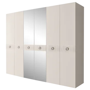 Шкаф 6-ти дв. с зеркалами Bogemia Fillini (Слоновая кость/Хром) БМШ1/6(Fi)