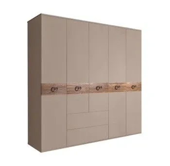 Шкаф 5-ти дверный с ящиками, Bogemia Wood Fi (Мокка/Хром) БМШ2/51(Wo)