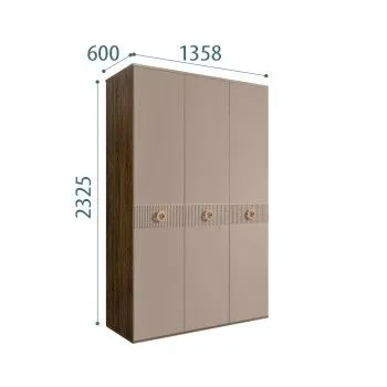 Шкаф 3-х дверный Bogemia Woodline Fi (Мокка/Золото) БМШ2/3