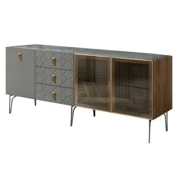 Комод 2.1м Bogemia Woodline Fa (Серый) (Novabuk/Золото) БМКМ-5[5][10]