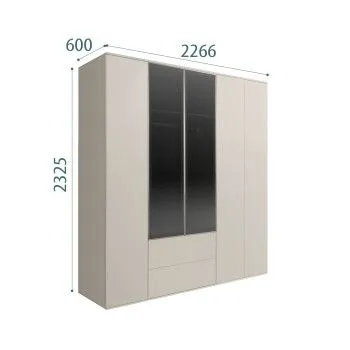 Шкаф 5-ти дв. с ящиками Bogemia Air (Шелк/Серебро) БМШ2/52(2)