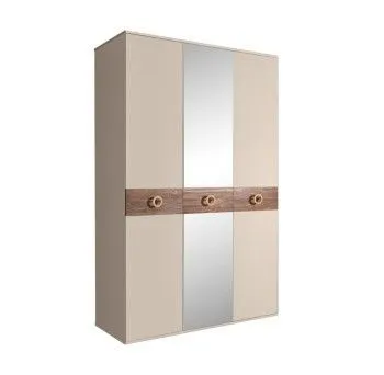 Шкаф 3-х дверный с зеркалом Bogemia Wood Fi (Ваниль/Золото) БМШ1/3(Wo)