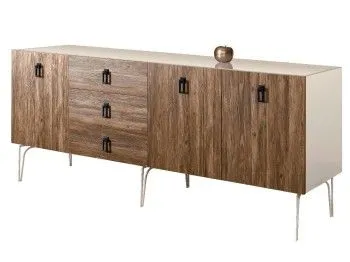 Комод 2.1м Bogemia Wood Fa (Слоновая кость) (Lakobel/Черный) БМКМ-5(Wo)