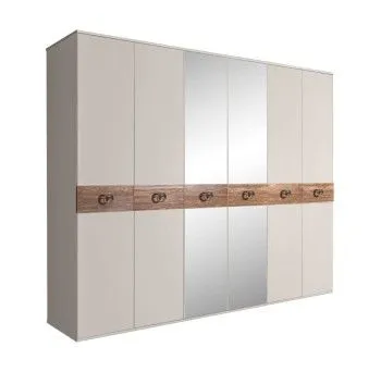 Шкаф 6-ти дв. с зеркалами Bogemia Wood Fi (Шелк/Хром) БМШ1/6(Wo)