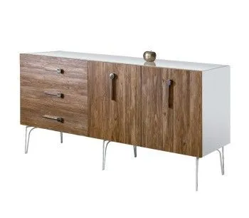 Комод 1.6м Bogemia Wood Wo (Белый) (Lakobel/Хром) БМКМ-4(Wo)