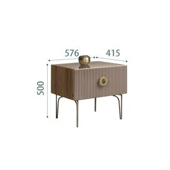 Тумба прикроватная Bogemia Woodline Fi (Мокка) (Lakobel/Золото) БМТП-1