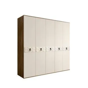 Шкаф 5-ти дв. Bogemia Woodline Fa (Слоновая кость/Черный) БМШ2/5(Fa)