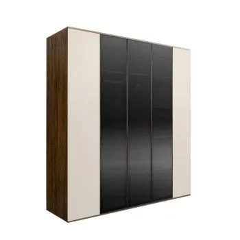 Шкаф 5-ти дв. Bogemia Woodline Air (Слоновая кость/Черный) БМШ2/5(3)