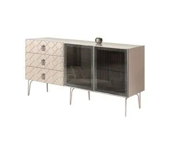 Комод 1.6м Bogemia Farfalle (Ваниль) (Lakobel/Хром) БМКМ-4(Fa)[5]