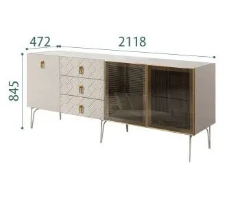 Комод 2.1м Bogemia Farfalle (Шелк) (Novabuk/Золото) БМКМ-5(Fa)[5][10]