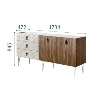 Комод 1.6м Bogemia Woodline Fa (Шелк) (Novabuk/Черный) БМКМ-4