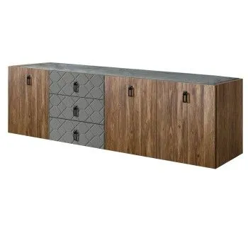 Комод 2.1м Bogemia Woodline Fly Wood Fa (Серый) (Novabuk/Черный) БМКМ-5