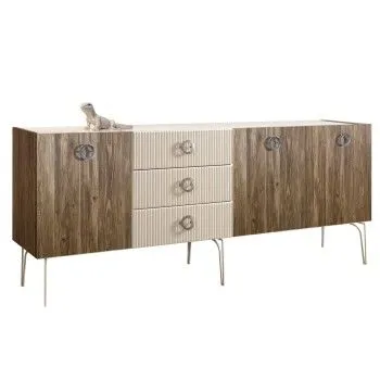 Комод 2.1м Bogemia Woodline Wood Fi (Слоновая кость) (Lakobel/Хром) БМКМ-5