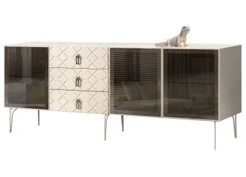 Комод 2.1м Bogemia Farfalle (Слоновая кость) (Lakobel/Хром) БМКМ-5(Fa)[5]