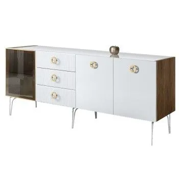 Комод 2.1м Bogemia Woodline Fi (Белый) (Lakobel/Золото) БМКМ-5[4]