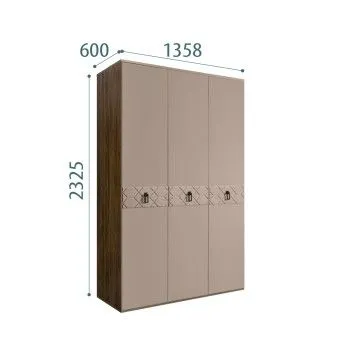 Шкаф 3-х дверный Bogemia Woodline Fa (Мокка/Черный) БМШ2/3