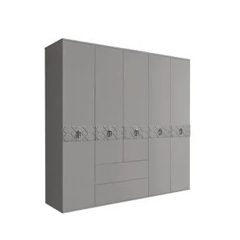 Шкаф 5-ти дверный с ящиками, Bogemia Farfalle (Серый/Хром) БМШ2/51(Fa)