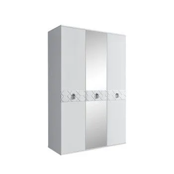 Шкаф 3-х дверный с зеркалом Bogemia Farfalle (Белый/Хром) БМШ1/3(Fa)