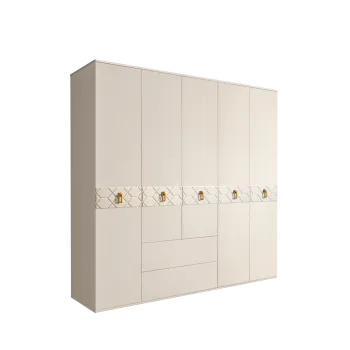 Шкаф 5-ти дверный с ящиками, Bogemia Farfalle (Слоновая кость/Золото) БМШ2/51(Fa)