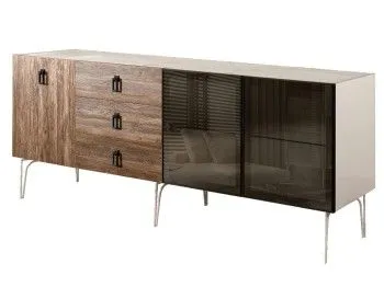 Комод 2.1м Bogemia Wood Fa (Слоновая кость) (Novabuk/Черный) БМКМ-5(Wo)[5][10]