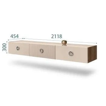 Тумба телевизионная 2.1м Bogemia Woodline Fly Fi (Ваниль) (Lakobel/Хром) БМТ-2[10]