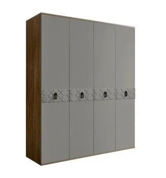 Шкаф 4-х дверный Bogemia Woodline Fa (Серый/Черный) БМШ2/4