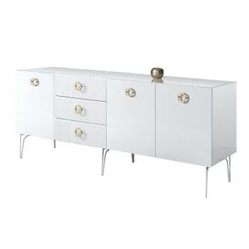 Комод 2.1м Bogemia Fillini (Белый) (Lakobel/Золото) БМКМ-5(Fi)