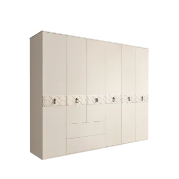 Шкаф 6-ти дверный с ящиками, Bogemia Farfalle (Слоновая кость/Хром) БМШ2/61(Fa)