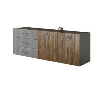 Комод 1.6м Bogemia Fly Wood Fi (Серый) (Lakobel/Хром) БМКМ-4