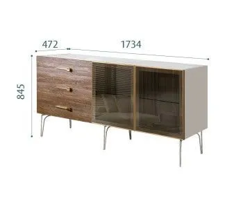 Комод 1.6м Bogemia Wood Wo (Шелк) (Novabuk/Золото) БМКМ-4(Wo)[5]