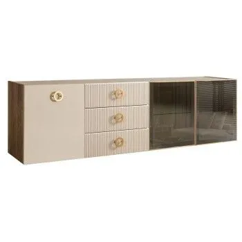 Комод 2.1м Bogemia Woodline Fly Fi (Слоновая кость) (Novabuk/Золото) БМКМ-5[5][10]