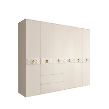 Шкаф 6-ти дверный с ящиками, Bogemia Farfalle (Слоновая кость/Золото) БМШ2/61(Fa)