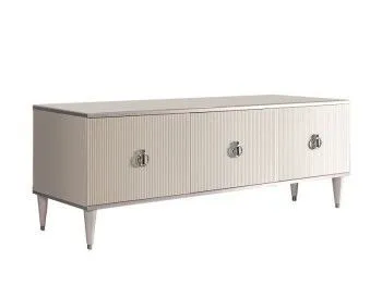 Тумба под телевизор (3 двери) Римини СОЛО (Слоновая кость/Серебро) РМТ-2(s)
