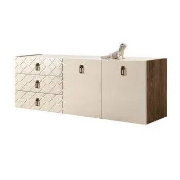 Комод 1.6м Bogemia Woodline Fly Fa (Слоновая кость) (Lakobel/Черный) БМКМ-4