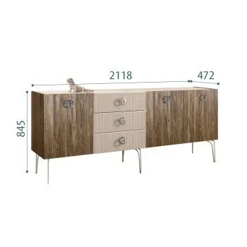 Комод 2.1м Bogemia Woodline Wood Fi (Ваниль) (Lakobel/Хром) БМКМ-5