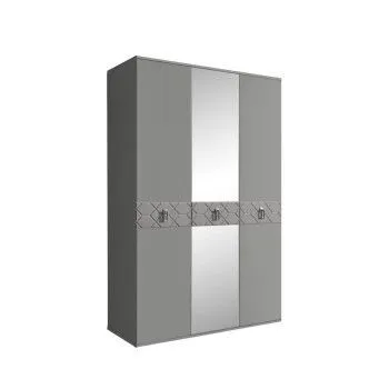 Шкаф 3-х дверный с зеркалом Bogemia Farfalle (Серый/Хром) БМШ1/3(Fa)
