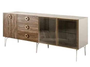 Комод 2.1м Bogemia Wood Fi (Слоновая кость) (Novabuk/Золото) БМКМ-5(Wo)[5][10]