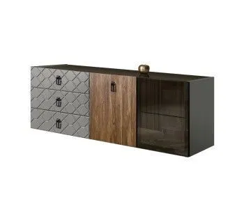 Комод 1.6м Bogemia Fly Wood Fa (Серый) (Lakobel/Черный) БМКМ-4[5][10]