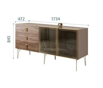 Комод 1.6м Bogemia Wood Fa (Мокка) (Lakobel/Золото) БМКМ-4(Wo)[5]