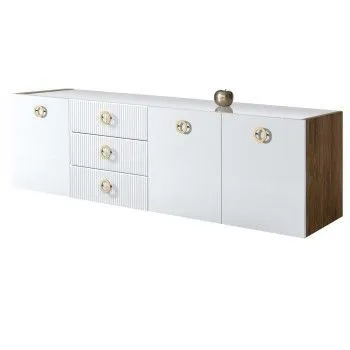 Комод 2.1м Bogemia Woodline Fly Fi (Белый) (Lakobel/Золото) БМКМ-5