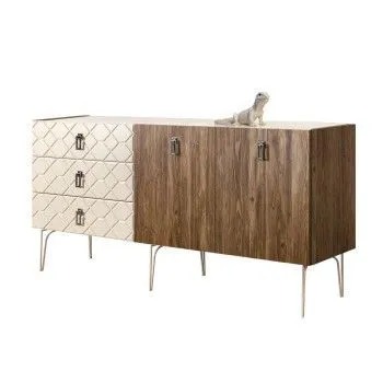 Комод 1.6м Bogemia Woodline Wood Fa (Слоновая кость) (Lakobel/Хром) БМКМ-4