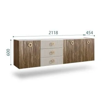 Комод 2.1м Bogemia Woodline Fly Wood Fi (Шелк) (Novabuk/Золото) БМКМ-5