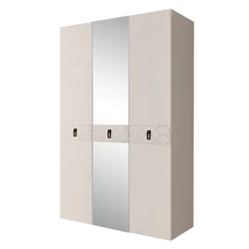 Шкаф 3-х дверный с зеркалом Bogemia Farfalle (Слоновая кость/Черный) БМШ1/3(Fa)