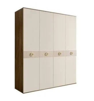Шкаф 4-х дверный Bogemia Woodline Fi (Слоновая кость/Золото) БМШ2/4