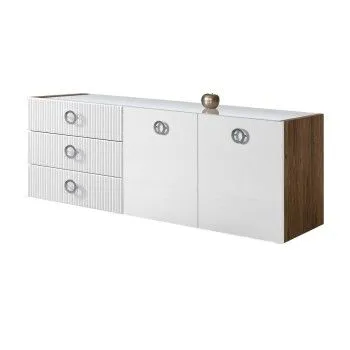 Комод 1.6м Bogemia Woodline Fly Fi (Белый) (Lakobel/Хром) БМКМ-4