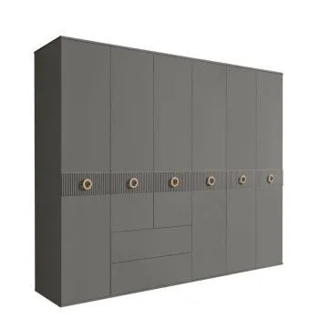 Шкаф 6-ти дверный с ящиками, Bogemia Fillini (Серый/Золото) БМШ2/61(Fi)