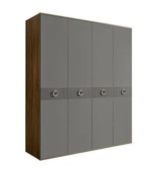 Шкаф 4-х дверный Bogemia Woodline Fi (Серый/Хром) БМШ2/4